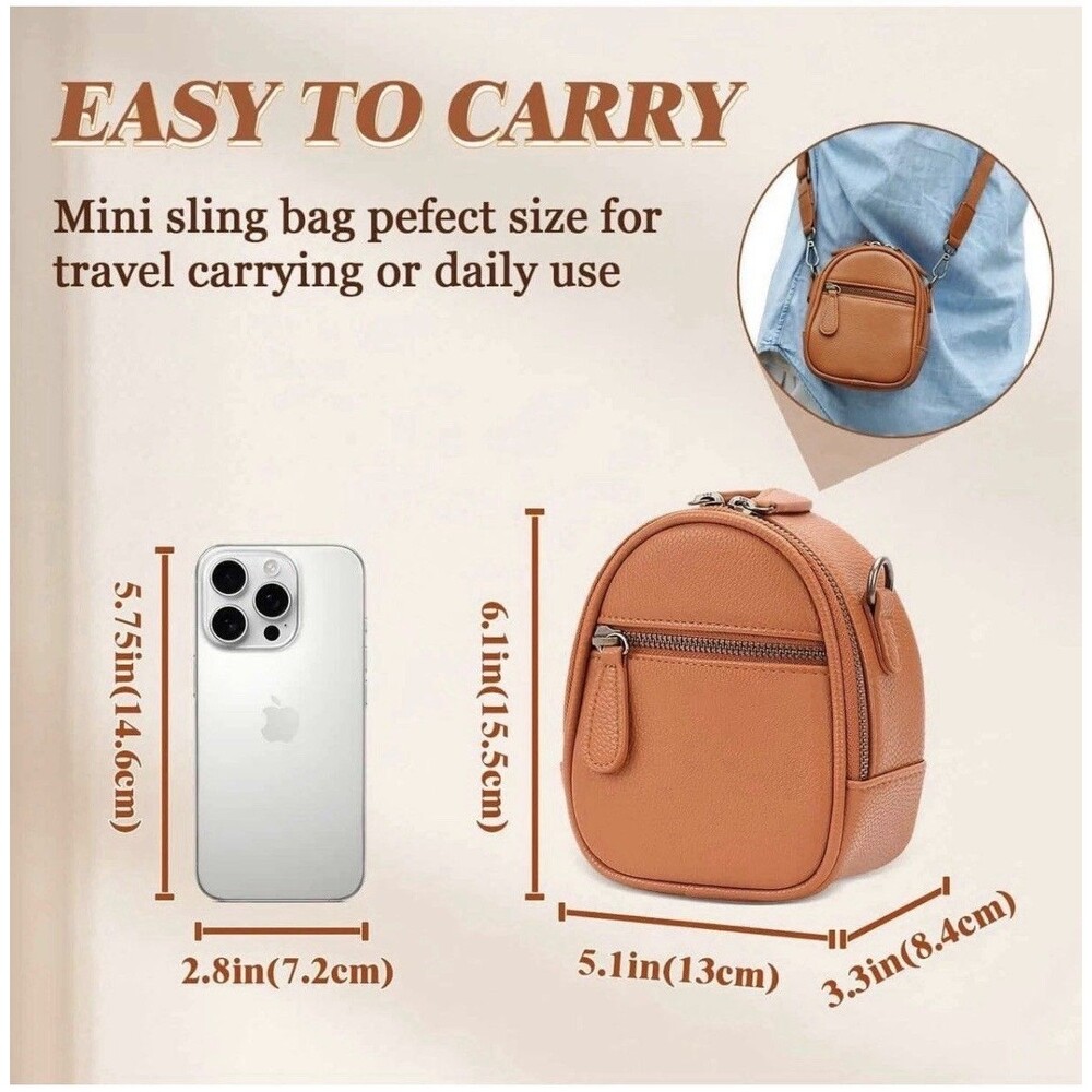Divvia 1L Mini Camera Sling Bag Minimalist Travel Crossbody Case Brown - Picture 9 of 9